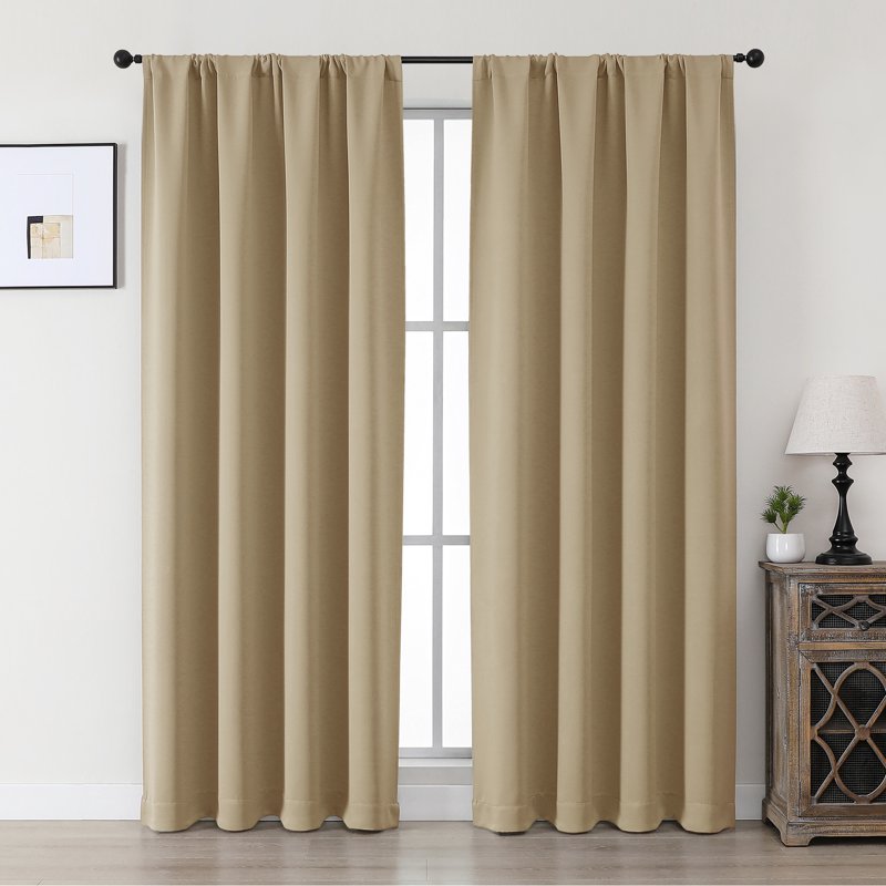 Aether 40x72 Taupe Blackout Curtains - 2 Panels, 72-Inch Long Thermal Drapes for French Doors