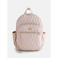 Women's Quilted Mini Backpack with Multiple Pockets - Khaki & Black