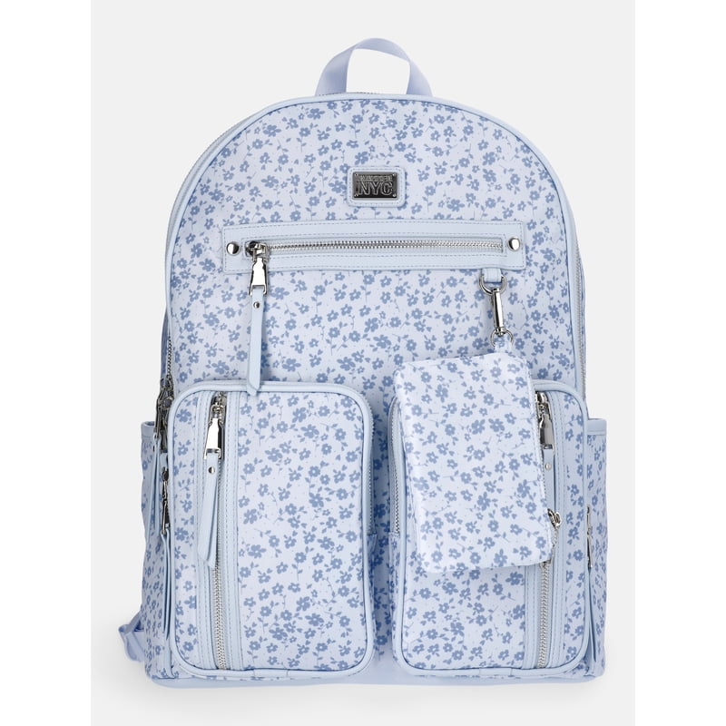 Women's Double Pocket Dome Backpack for Women with Pouch - Floral & Solid Options