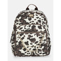 Women's Dome Backpack with Charm Chain Accent - Cow Print