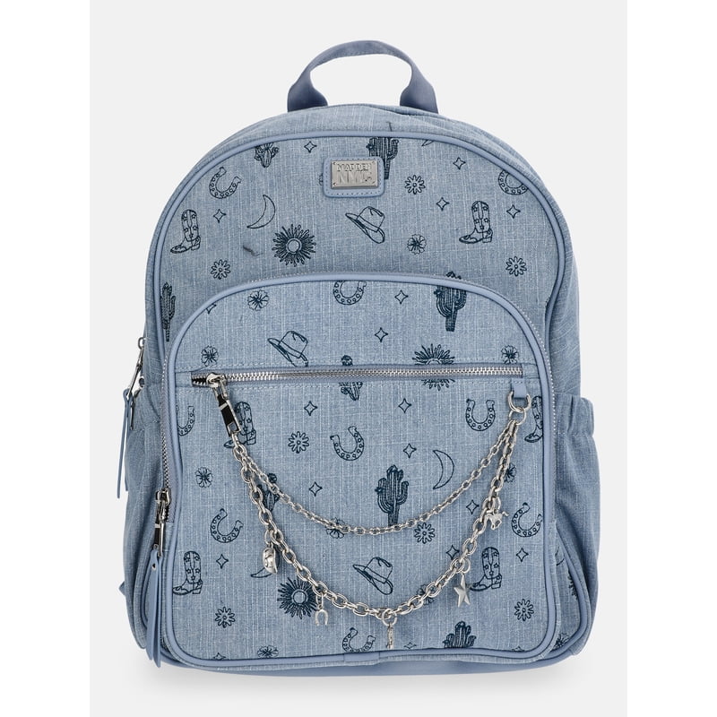 Women’s Chain Pocket Dome Backpack - Western Denim Style