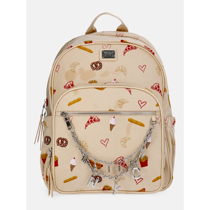 Women's Dome Backpack with Charm Chain Accent - Multiple Colors