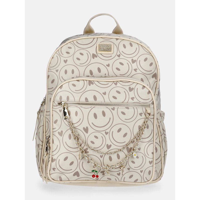 Women's Dome Backpack with Charm Chain Accent - Multi-Color Options