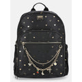Women's Metallic Dome Backpack with Chain & Multiple Pockets