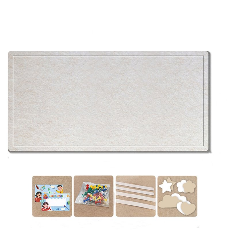 Self-Adhesive Felt Cork Board with Push Pins and Sticky Notes - 23.6x15.7 Inches, Wall-Mounted Bulletin Board for Office, Home, Classroom, White