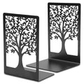 Modern Metal Bookends for Shelves - Tree & Bird Design, Heavy-Duty & Decorative