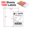 Self-Adhesive Half Sheet Shipping Labels for Laser & Inkjet Printers - 8.5 x 5.5 Inches, Blank Address Labels, Bulk Pack