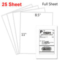 Self-Adhesive Shipping Labels 8.5 x 11 Inches Matte White Blank Sticker Paper for Laser & Inkjet Printers - Pack of 25+ Sheets