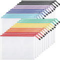24 Pack Mesh Zipper Pouch Bags, Waterproof File & Organizer Bags for A4 Documents