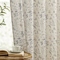 Farmhouse Floral Linen Curtains - Light Filtering Window Drapes for Living & Bedroom