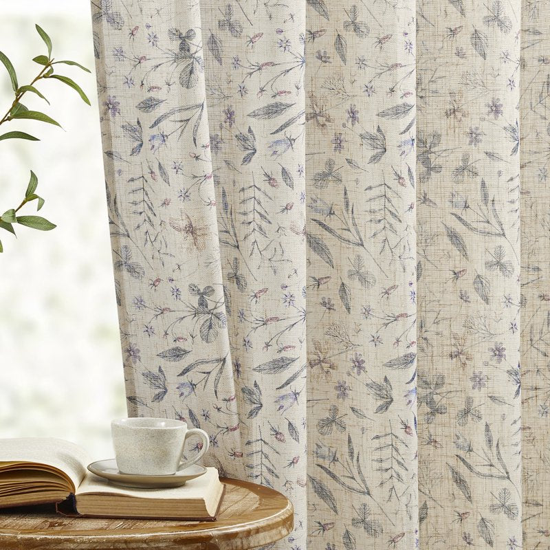 Light-Filtering Linen Blend Curtains for Living Room & Bedroom - Farmhouse Style, 2 Panels