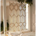 Boho Handwoven Cotton Macrame Curtain for Doorway & Window Decor 42x75 Inches