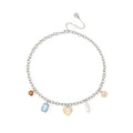 Women's Crystal Heart Charm Bib Necklace - Adjustable, Elegant Jewelry