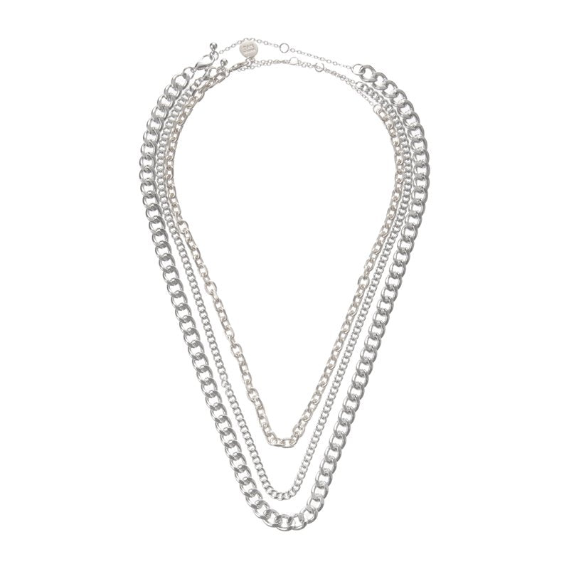Women's 3-Piece Mixed Chain Necklace Set - Rhodium, Gold, Silver Options