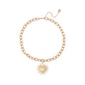 Women's Gold-Tone Heart Sun Pendant Necklace with Pearl Accent