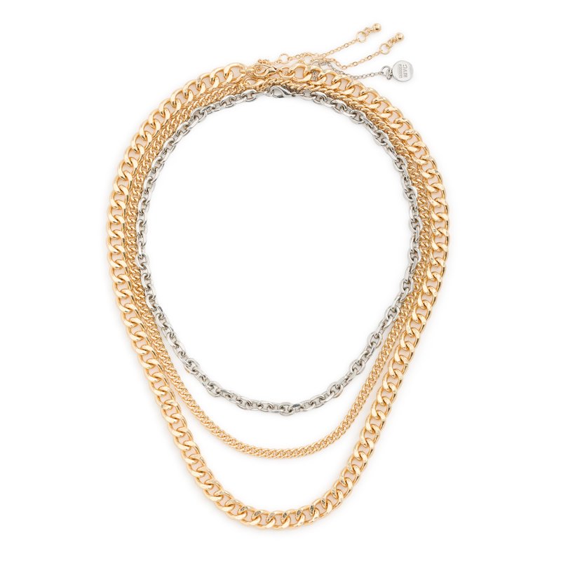 Women's Two-Tone Western Lightning Bolt & Carabiner Necklace Set – Adjustable, 3-Piece Collection