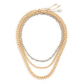 Women's Fashion Chain Necklace Set - 3 Piece Two-Tone Mixed Metal