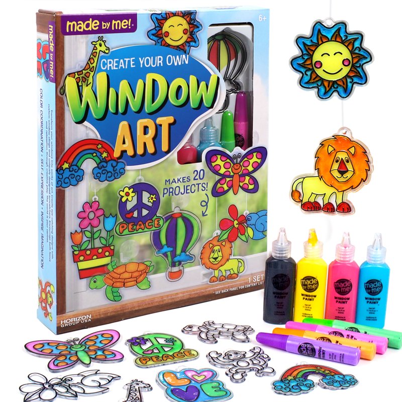 Kids Window Art Craft Set with Paint, Clings & Suction Cups - Creative Activity