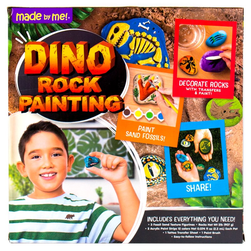 Kids Dinosaur Rock Painting Kit with Fossils and Stones - Creative Art Set for Ages 6+