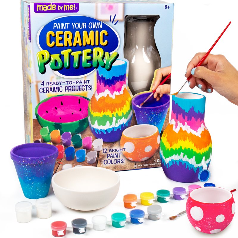 Paint Your Own Ceramic Pottery Art Kit - Includes 4 Projects & Bright Colors