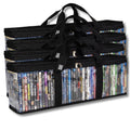 Blu-ray Media Storage Bag Case - Clear PVC Organizer for 42 Discs, Stackable, Durable Handles