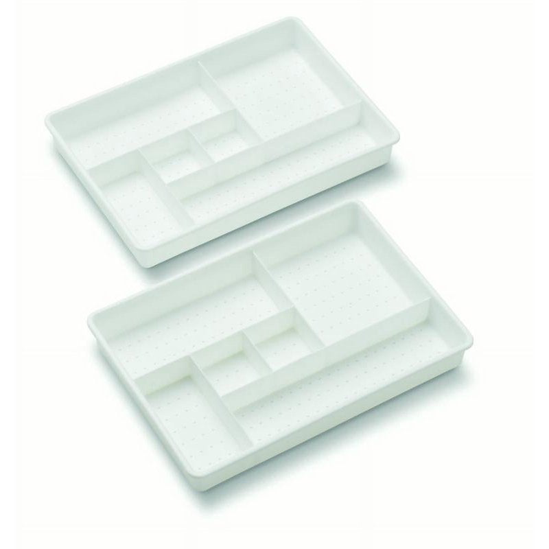 Drawer Organizer Tray - White, Two Compartment Storage Solution
