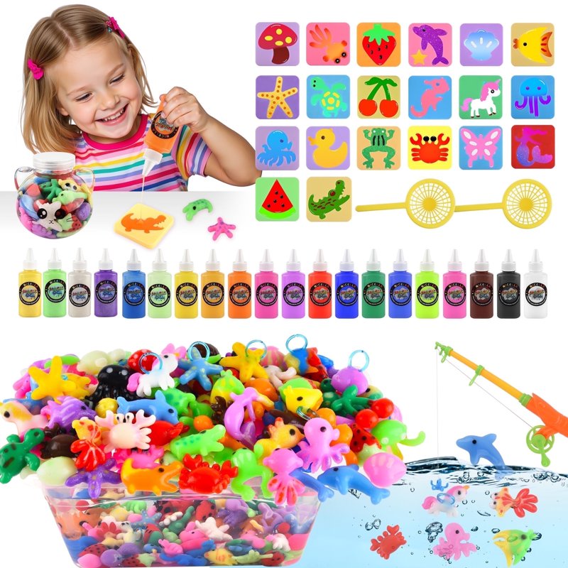 Kids Water Gel Craft Kit with 20 Molds for DIY Sea Creatures & Aquarium Scenes