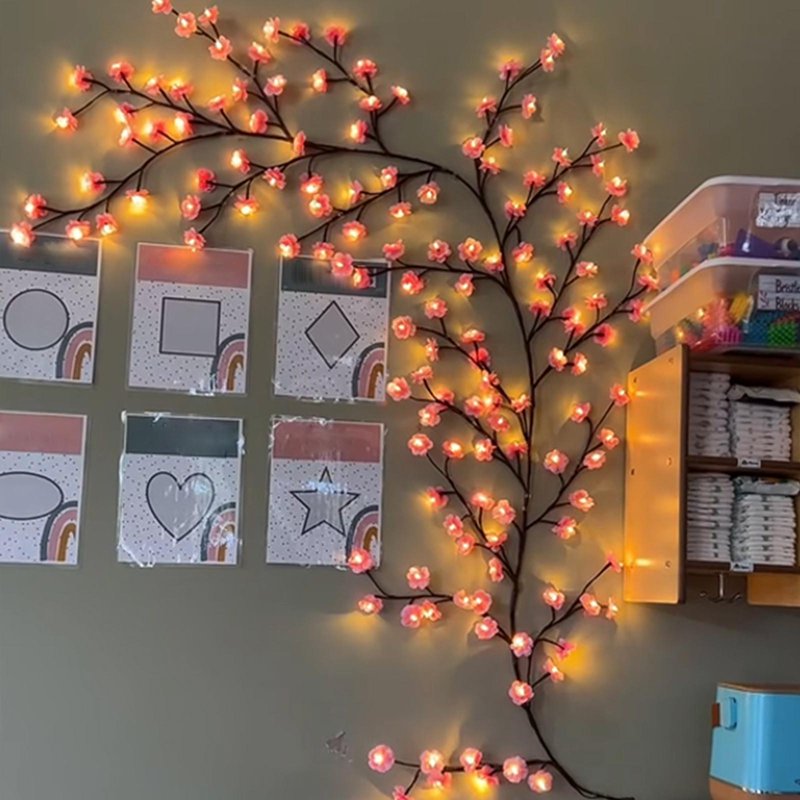 Cherry Blossom String Lights 1.6m 48 LEDs Romantic Indoor Decor with 8 Modes