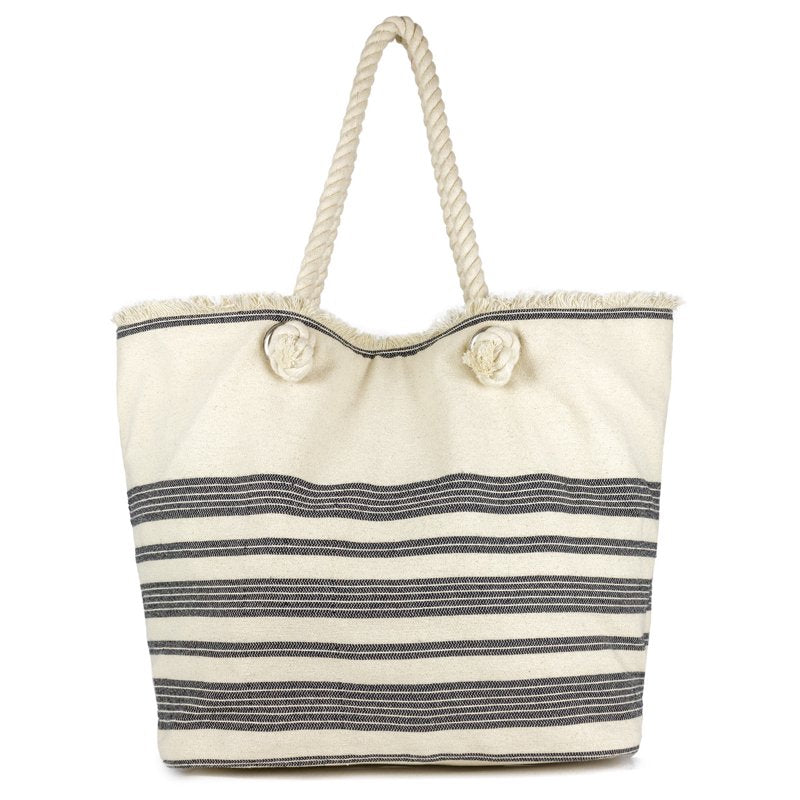 Women’s Oversized Cotton Tote Bag with Rope Handles - Black