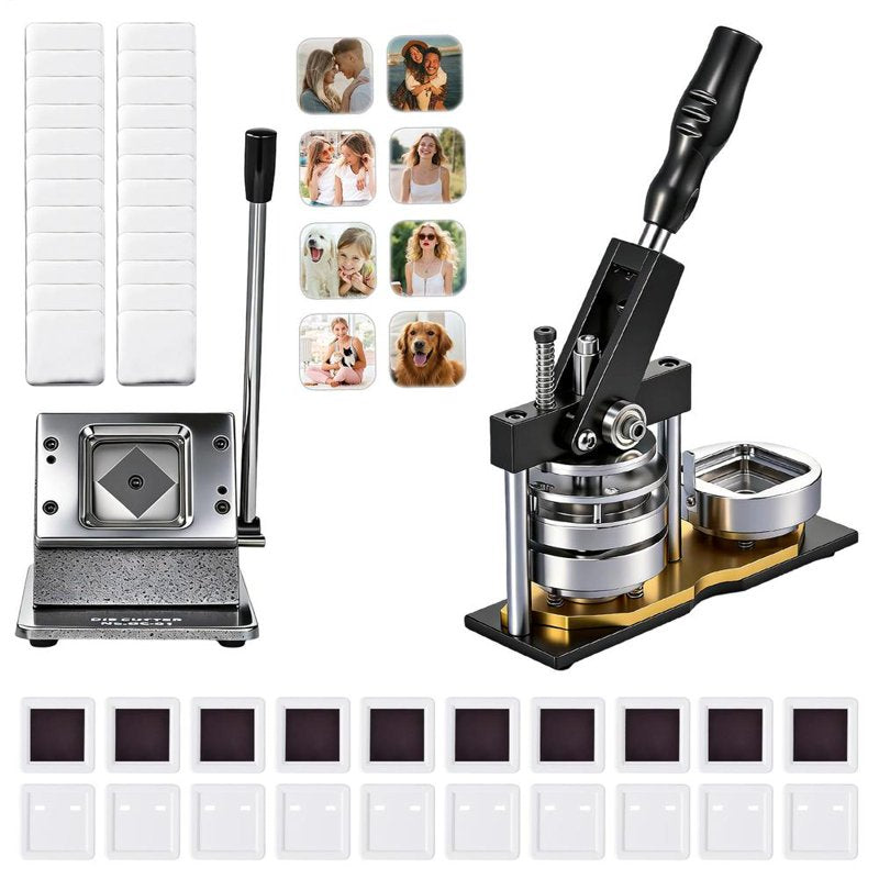 Square Fridge Magnet Maker Machine 2x2 inches with Paper Cutter & Supplies