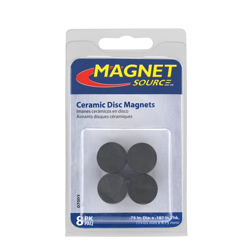 Ceramic Magnet Disks - 3/4 Inch Diameter, Strong Ferrite Magnets, 8 Pack