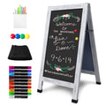 Large Magnetic A-Frame Chalkboard Sign 40x20 Inches Double Sided White Wooden Frame