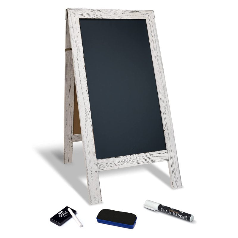 Large Magnetic Chalkboard Sign 20x40 Inch Double-Sided Stand with Chalk Marker