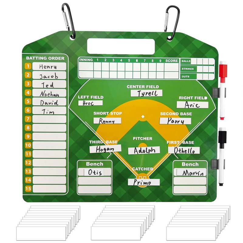 Magnetic Baseball Lineup Board with 30 Cards Dugout Coaching Display