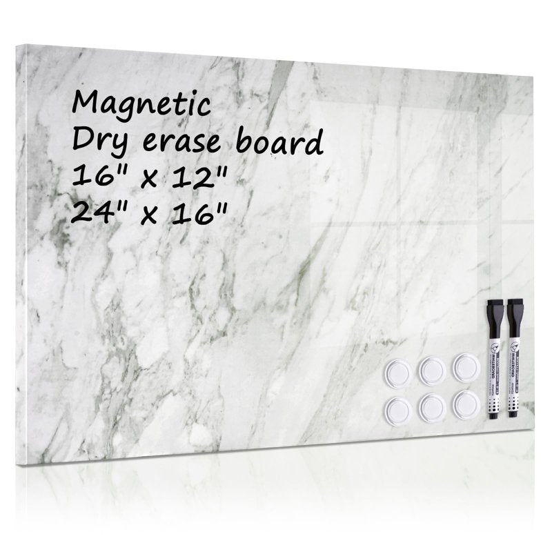 Magnetic Dry Erase Board with Marble Pattern - Wall Mount Whiteboard for Home Office & Classroom