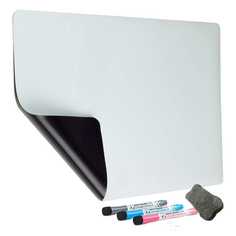 Magnetic Dry Erase Board for Refrigerator 18x12 Inch Calendar Whiteboard Set
