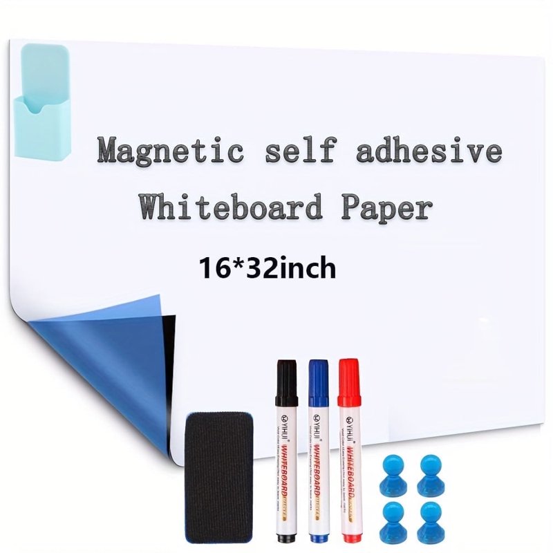 Magnetic Dry Erase Whiteboard Film 16x32 Inches Self-Adhesive Wall Sticker