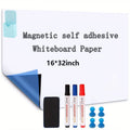 Magnetic Dry Erase Whiteboard Film 16x32 Inches Self-Adhesive Wall Sticker