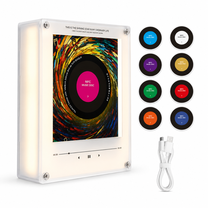 Magnetic NFC Music Player for Refrigerator - Custom Song Storage with LED Light
