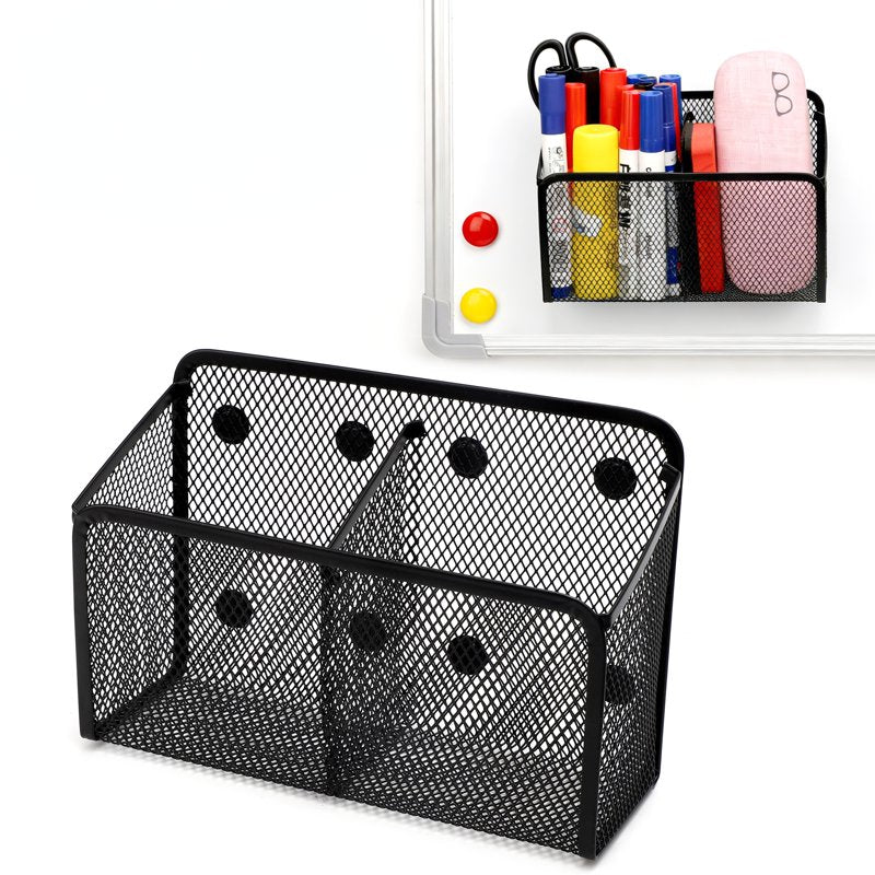Magnetic Desk Organizer Set for Office and Home - Metal Mesh Pen & Key Holders