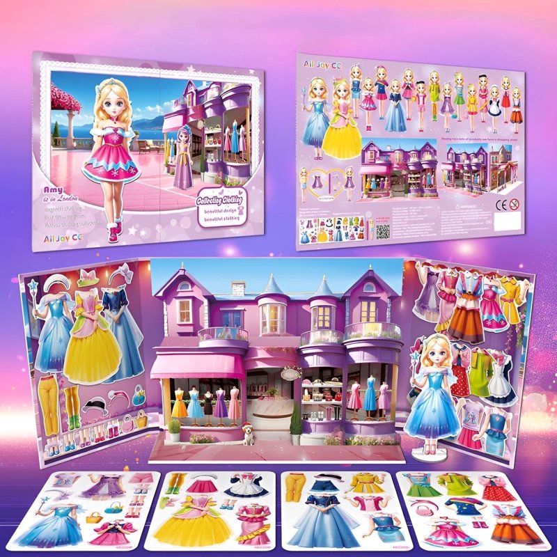 Magnetic Princess Dress-Up Paper Dolls Playset for Kids - Travel Toy & Costume Play