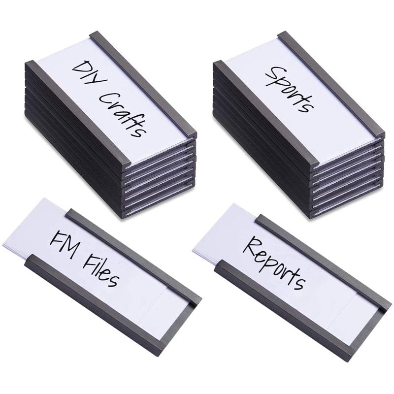 Magnetic Shelf Label Holders with Removable Strips & Protectors - 75 Pieces