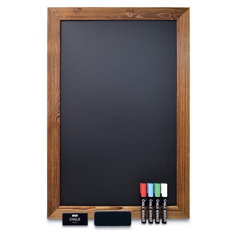 Magnetic Wall Chalkboard Sign - Rustic Wood Frame, 20x30 Inches, Vertical or Horizontal Mount, Includes Chalk Markers & Eraser