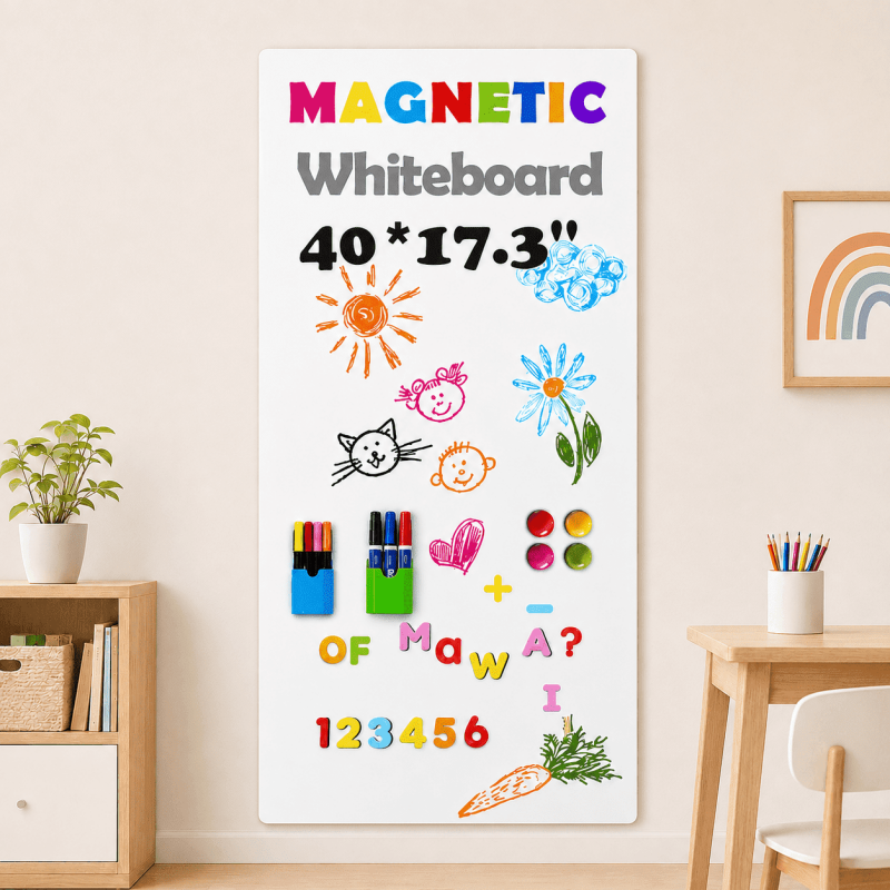 Magnetic Wall Decal Whiteboard - Matte Finish, Removable & Reusable, 40x17.3 Inches