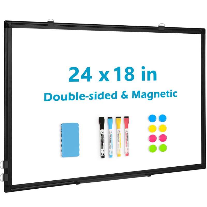 Magnetic Double-Sided Whiteboard 24x18 Inch for Office Home Classroom