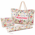 Mahjong Bag Set with Zipper Tile Bag and Rack Sleeve - Oxford Cloth Tote for American Mahjong Accessories