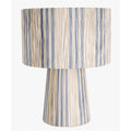 Natural Raffia Accent Lamp with Blue and White Stripes - 10 Inch