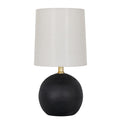 Mini Black Ball Table Lamp with White Fabric Shade - Indoor Desk or Bedside Light