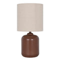 Traditional Faux Wood Table Lamp with Oatmeal Shade - 12.75 Inch