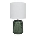 Green Glass Table Lamp with White Shade - Compact Indoor Accent Light